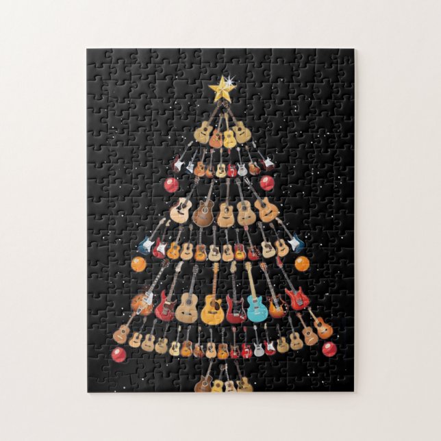 Happy Christmas|Ukulele Instrument Christmas Tree Jigsaw Puzzle (Vertical)