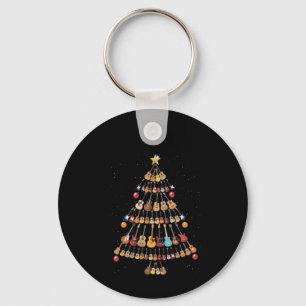 Happy Christmas Ukulele Instrument Christmas Tree Key Ring