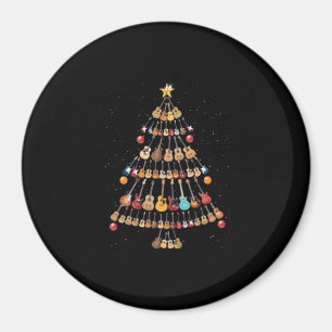 Happy Christmas Ukulele Instrument Christmas Tree Magnet