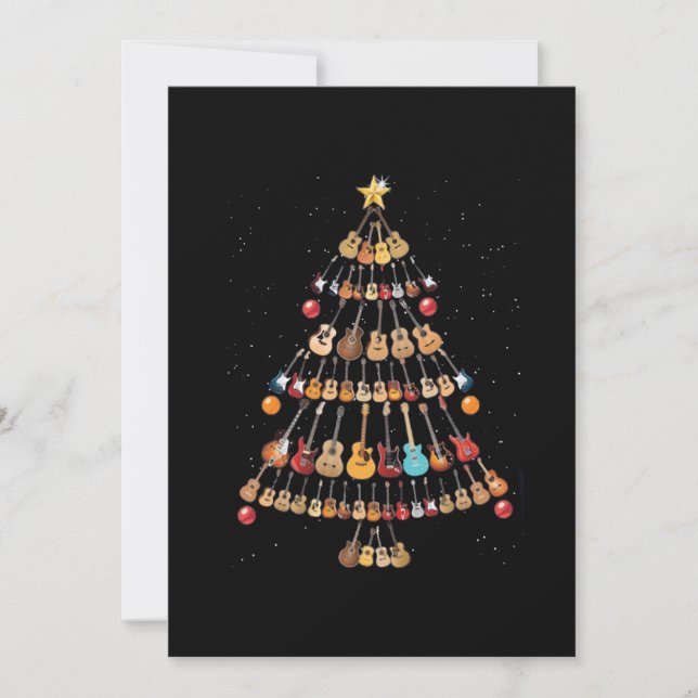 Happy Christmas|Ukulele Instrument Christmas Tree Thank You Card (Front)