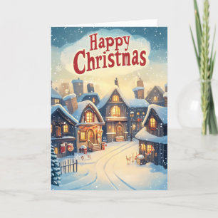 Happy Christmas Winter Village Holiday Card
