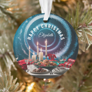 Happy Christmas with Candle Personalised Ornament