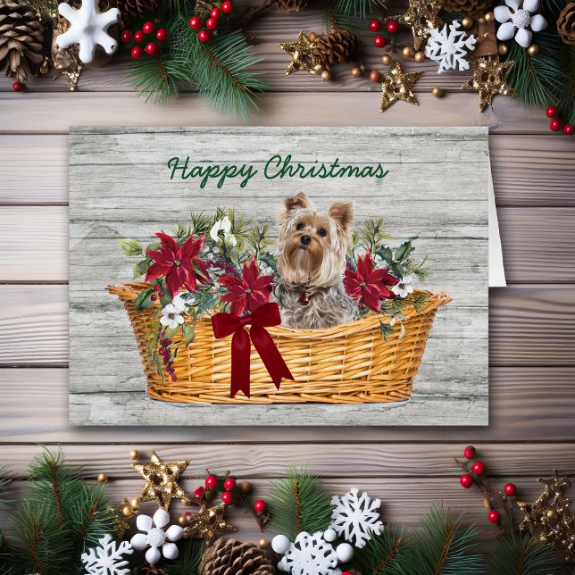 Happy Christmas Yorkshire Terrier Dog in Basket (Creator Uploaded)