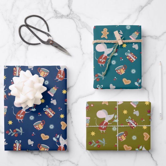Happy Christmouse Wrapping Paper Sheet (Front)