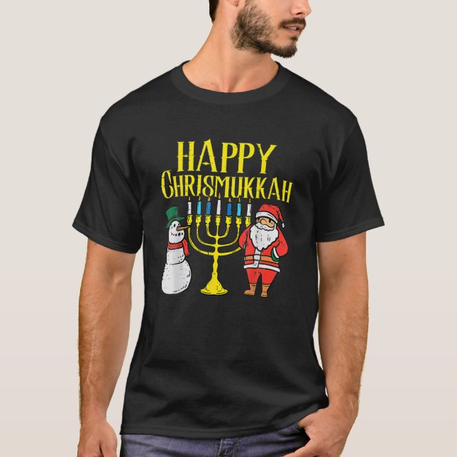 Happy Christmukkah Christmas Hanukkah Pyjamas T-Shirt (Front)