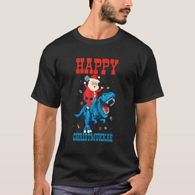 Happy Christmukkah Christmas Vibes Santa Claus Din T-Shirt (Front)