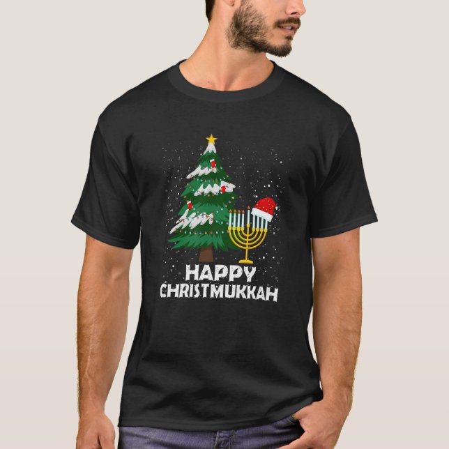 Happy Christmukkah Hanukkah Chanukah Jewish Merry T-Shirt (Front)
