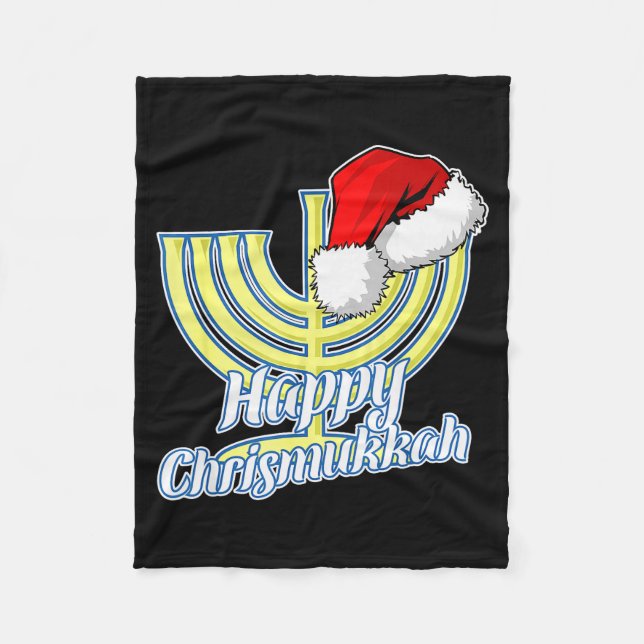 Happy Christmukkah Hanukkah Christmas  Fleece Blanket (Front)