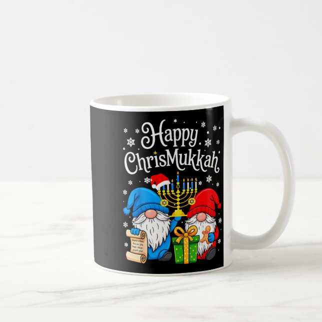 Happy Christmukkah Hanukkah Christmas Gnome Xmas F Coffee Mug (Right)