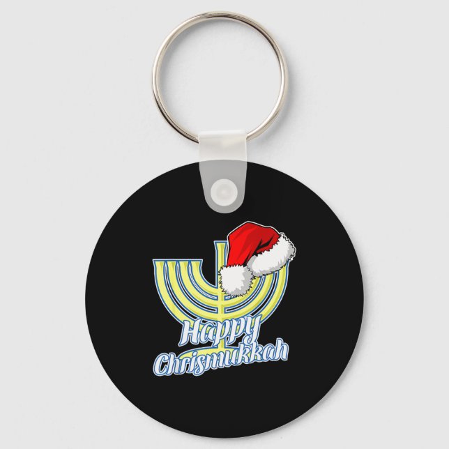 Happy Christmukkah Hanukkah Christmas  Key Ring (Front)