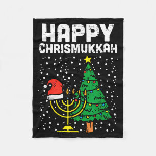 Happy Christmukkah Jewish Christmas Hanukkah Chanu Fleece Blanket