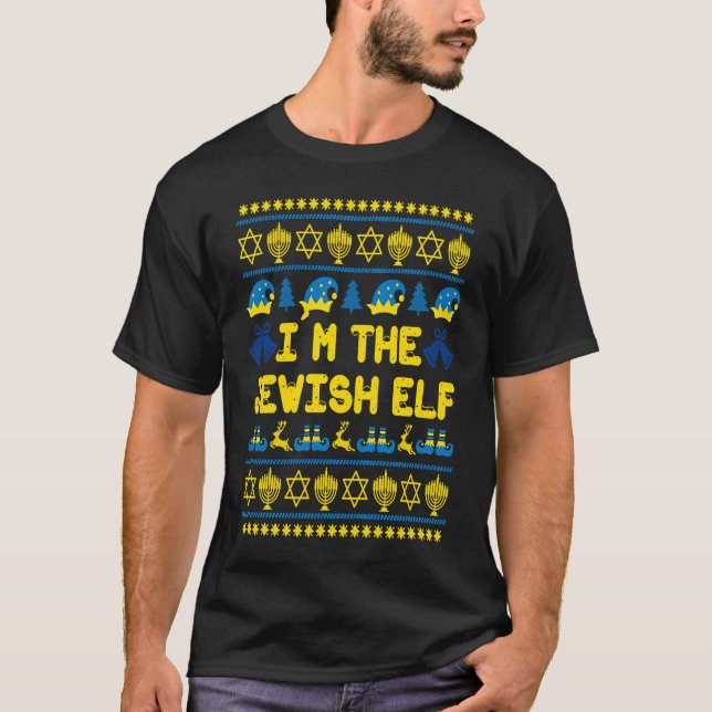 Happy Christmukkah Jewish I'm The Jewish Elf Chris T-Shirt (Front)