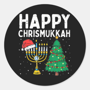 Happy Christmukkah Jewish Jew Christmas Hanukkah Classic Round Sticker