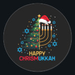 Happy Christmukkah Merry Christmas Hanukkah Jewish Classic Round Sticker<br><div class="desc">Happy Christmukkah Merry Christmas Hanukkah Jewish Festival</div>