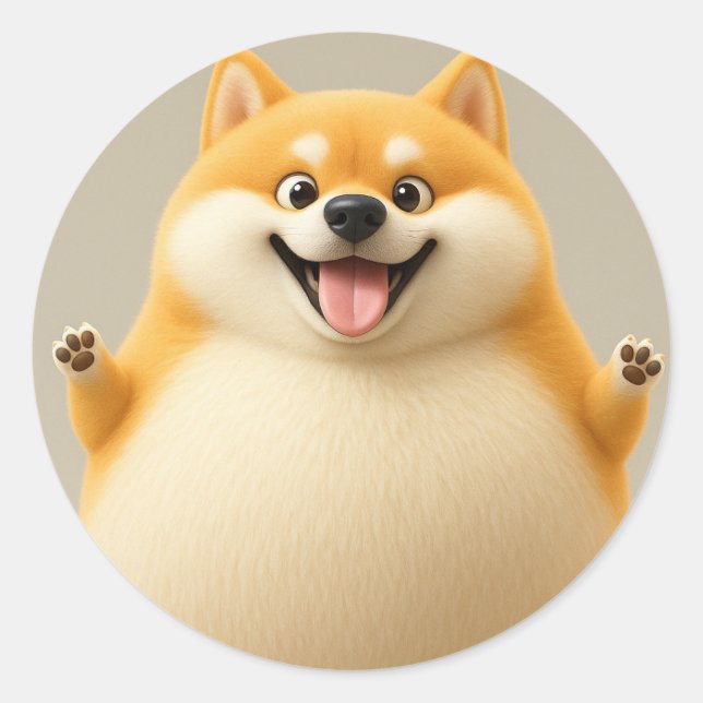 Happy Chubby Cartoon Dog Sticker (Front)