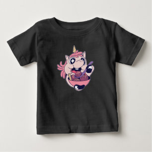 Happy Chubby Unicorn Toddler Eating Ice Cream Baby T-Shirt