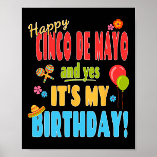 Happy Cinco De Mayo Birthday Shirt - May 5th Birth Poster