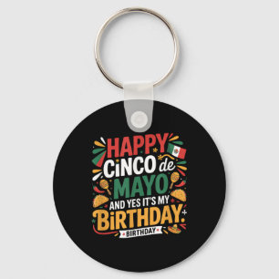 Happy Cinco De Mayo Birthday Tacos Kids Men Women  Key Ring