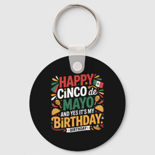 Happy Cinco De Mayo Birthday Tacos Kids Men Women  Key Ring