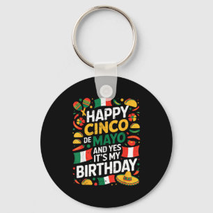 Happy cinco de mayo birthday tacos kids men women key ring