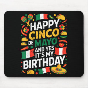 Happy cinco de mayo birthday tacos kids men women mouse pad