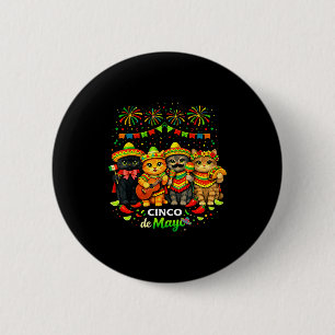 Happy cinco de mayo cats funny mexican fiesta men 6 cm round badge