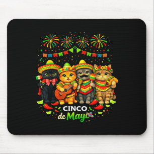 Happy cinco de mayo cats funny mexican fiesta men mouse pad