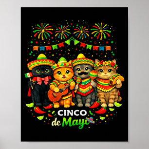 Happy cinco de mayo cats funny mexican fiesta men poster