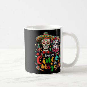 Happy Cinco De Mayo Couple Floral Skulls Sombrero Coffee Mug