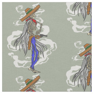 happy cinco de mayo cowboy skeleton fabric