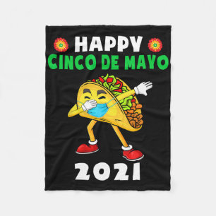 Happy Cinco De Mayo Cute Taco Wearing Mask Kids To Fleece Blanket