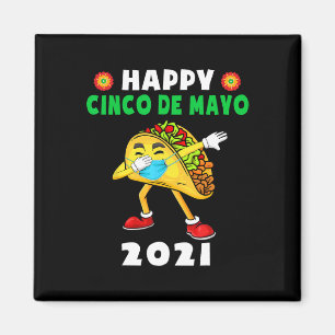 Happy Cinco De Mayo Cute Taco Wearing Mask Kids To Magnet