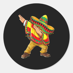 Happy cinco de mayo dabbing boy man mexican classic round sticker