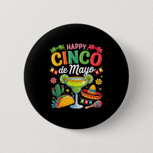Happy cinco de mayo fiesta mexican party men women 6 cm round badge