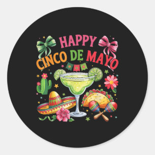 Happy Cinco De Mayo Fiesta Mexican Party Men Women Classic Round Sticker