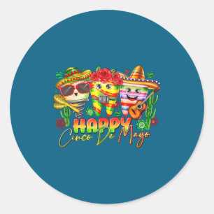 Happy cinco de mayo fiesta mexican party men women classic round sticker