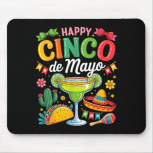 Happy cinco de mayo fiesta mexican party men women mouse pad