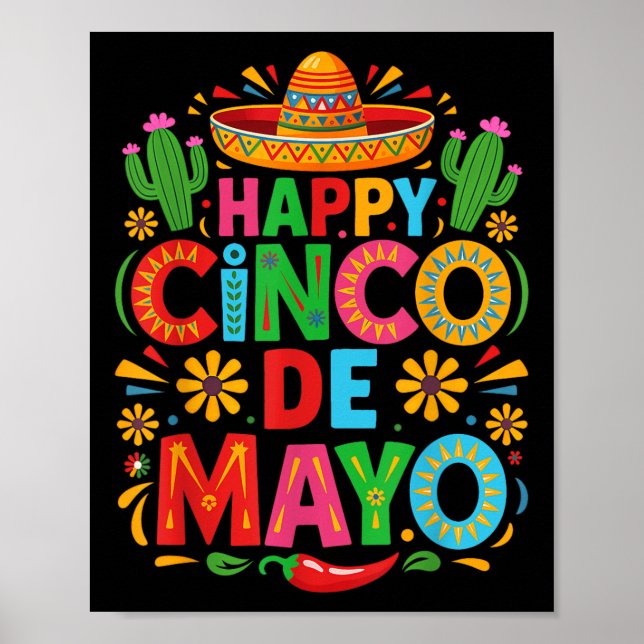 Happy Cinco De Mayo Fiesta Mexican Party Men Women Poster (Front)