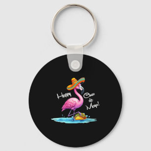 Happy cinco de mayo flamingo design with taco key ring