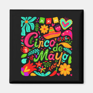 Happy cinco de mayo floral mexican tacos fiestaHap Magnet