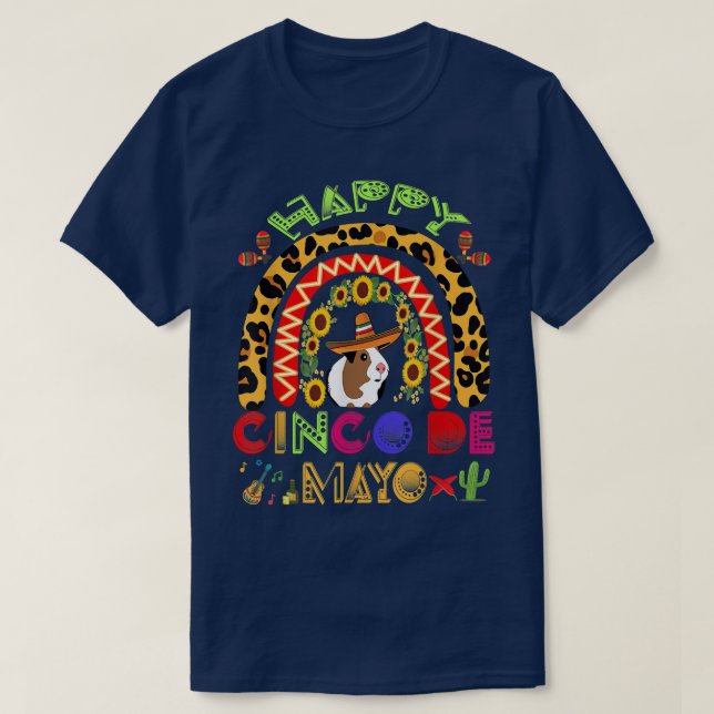 Happy Cinco De Mayo Funny Guinea Pig With Sombrero T-Shirt (Design Front)