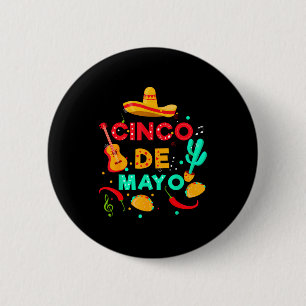 Happy cinco de mayo let's fiesta mexican party men 6 cm round badge