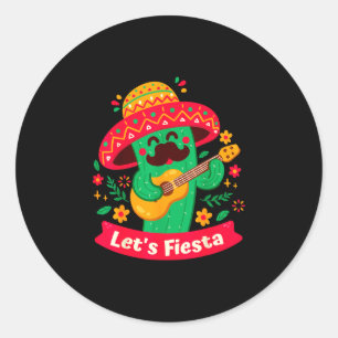 Happy cinco de mayo let's fiesta mexican party men classic round sticker