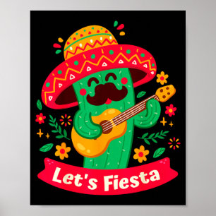 Happy cinco de mayo let's fiesta mexican party men poster