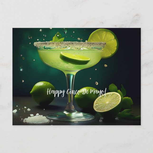Happy Cinco de Mayo Margarita with Limes Custom Postcard (Front)