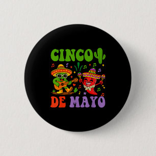 Happy cinco de mayo mexican cactus and pepper 6 cm round badge