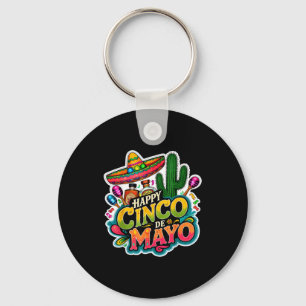 Happy cinco de mayo mexican fiesta party key ring