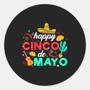 Happy cinco de mayo mexican fiesta tacos sombrero classic round sticker