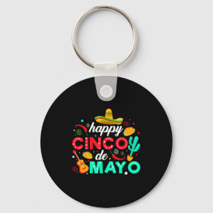 Happy cinco de mayo mexican fiesta tacos sombrero key ring