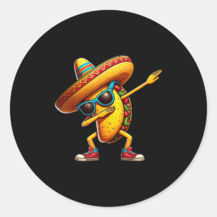 Happy cinco de mayo mexican sombrero dabbing tacos classic round sticker